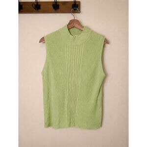 White Stag Ribbed Mock Neck Sleeveless Sweater Vest Green XL